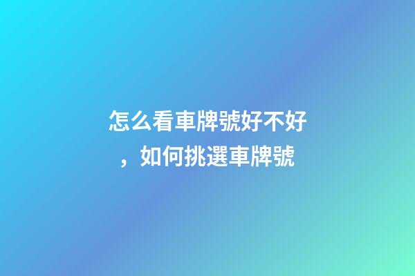怎么看車牌號好不好，如何挑選車牌號